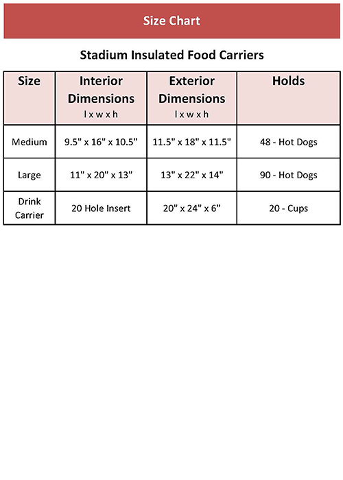 Size Chart for Stadium